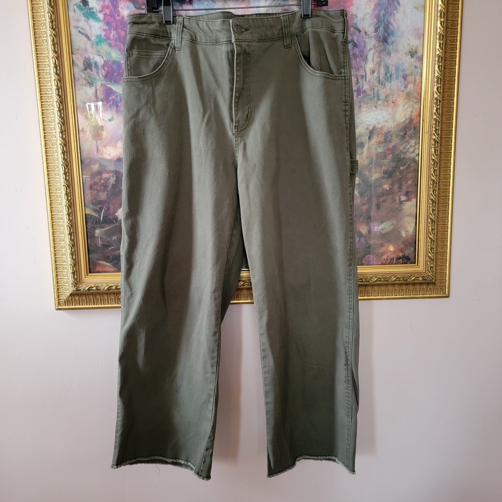 Wild Fable Wide Leg Olive Khaki Utility Jeans